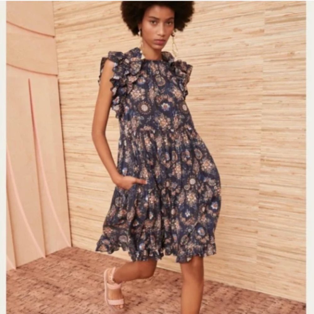 Ulla Johnson Adele Flutter Sleeve Mini Dress Twilight Size 4